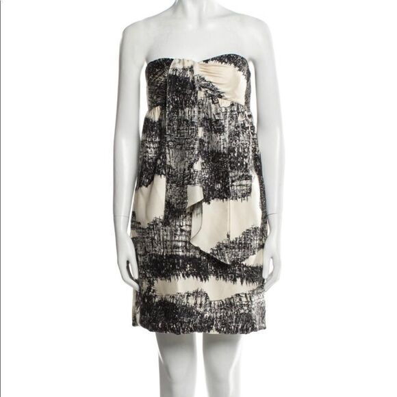 Vera Wang Lavender Label Strapless Silk Mini Dress - Picture 1 of 8